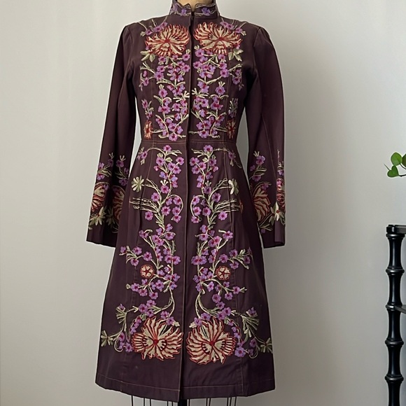 Vintage Jackets & Blazers - Vintage Embroidered Floral Duster Coat